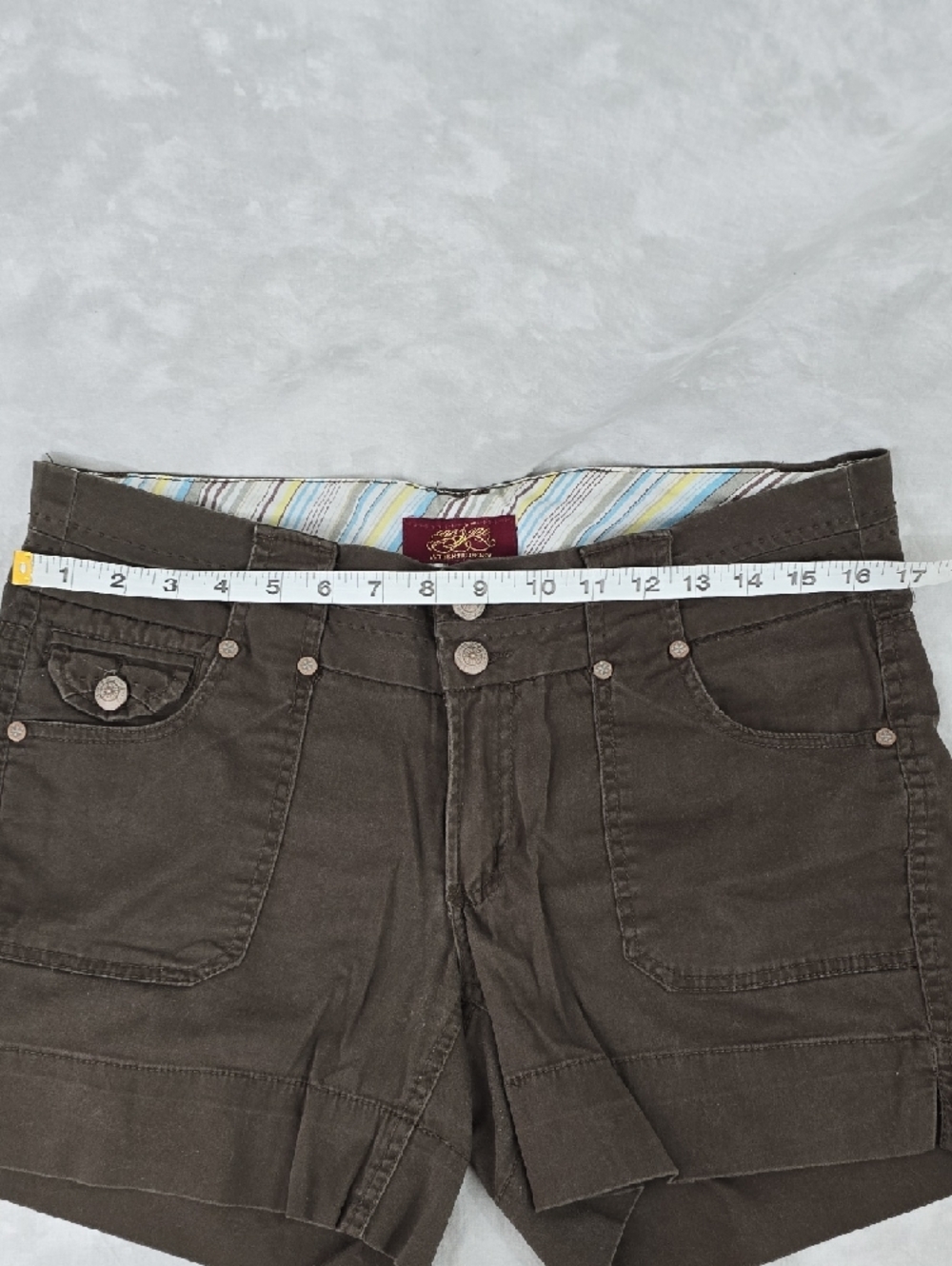 Women's Dark Brown Denim-Style Jean Shorts - Picture 4 of 5